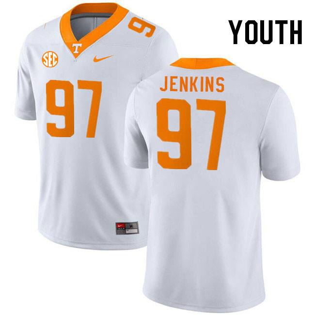 Youth #97 Jayson Jenkins Tennessee Volunteers College Football Jerseys Stitched Sale-White - Click Image to Close